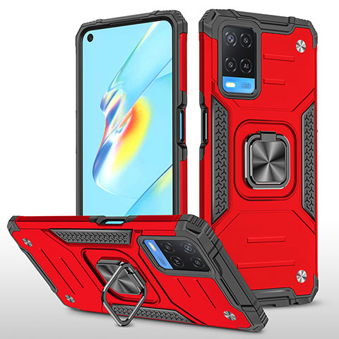 Silikon Hülle Handyhülle und Kunststoff Schutzhülle Hartschalen Tasche mit Magnetisch Fingerring Ständer MQ1 für Oppo A54 4G Rot