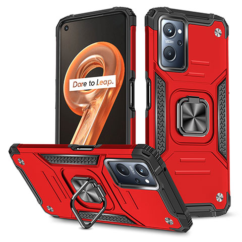 Silikon Hülle Handyhülle und Kunststoff Schutzhülle Hartschalen Tasche mit Magnetisch Fingerring Ständer MQ1 für Oppo K10 4G Rot