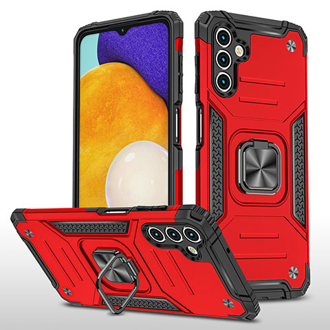 Silikon Hülle Handyhülle und Kunststoff Schutzhülle Hartschalen Tasche mit Magnetisch Fingerring Ständer MQ1 für Samsung Galaxy A04s Rot