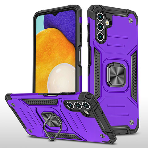 Silikon Hülle Handyhülle und Kunststoff Schutzhülle Hartschalen Tasche mit Magnetisch Fingerring Ständer MQ1 für Samsung Galaxy A04s Violett