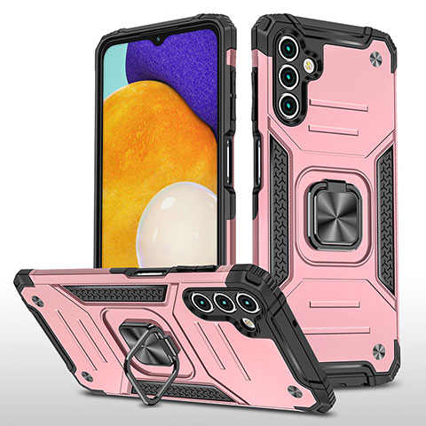 Silikon Hülle Handyhülle und Kunststoff Schutzhülle Hartschalen Tasche mit Magnetisch Fingerring Ständer MQ1 für Samsung Galaxy A13 5G Rosegold