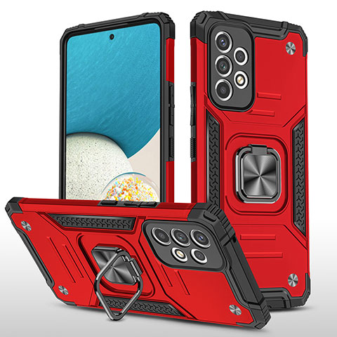 Silikon Hülle Handyhülle und Kunststoff Schutzhülle Hartschalen Tasche mit Magnetisch Fingerring Ständer MQ1 für Samsung Galaxy A53 5G Rot