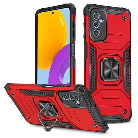 Silikon Hülle Handyhülle und Kunststoff Schutzhülle Hartschalen Tasche mit Magnetisch Fingerring Ständer MQ1 für Samsung Galaxy M52 5G Rot