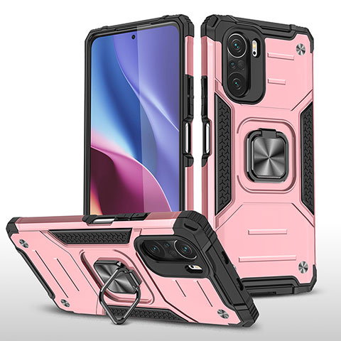 Silikon Hülle Handyhülle und Kunststoff Schutzhülle Hartschalen Tasche mit Magnetisch Fingerring Ständer MQ1 für Xiaomi Mi 11X Pro 5G Rosegold