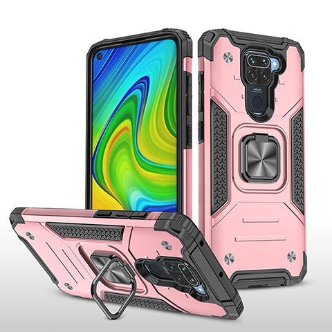 Silikon Hülle Handyhülle und Kunststoff Schutzhülle Hartschalen Tasche mit Magnetisch Fingerring Ständer MQ1 für Xiaomi Redmi 10X 4G Rosegold