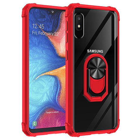 Silikon Hülle Handyhülle und Kunststoff Schutzhülle Hartschalen Tasche mit Magnetisch Fingerring Ständer MQ2 für Samsung Galaxy A10e Rot