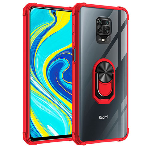 Silikon Hülle Handyhülle und Kunststoff Schutzhülle Hartschalen Tasche mit Magnetisch Fingerring Ständer MQ2 für Xiaomi Redmi Note 9 Pro Rot