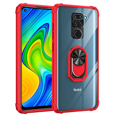 Silikon Hülle Handyhülle und Kunststoff Schutzhülle Hartschalen Tasche mit Magnetisch Fingerring Ständer MQ2 für Xiaomi Redmi Note 9 Rot