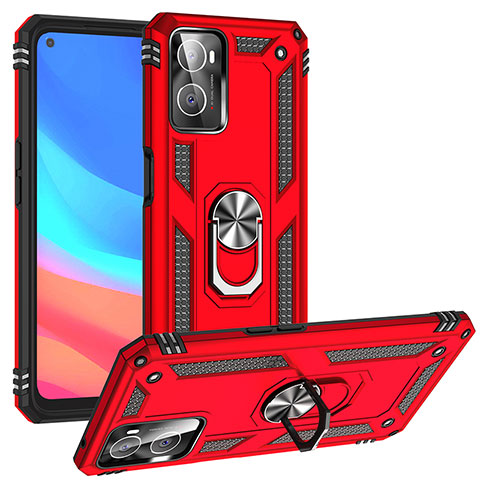 Silikon Hülle Handyhülle und Kunststoff Schutzhülle Hartschalen Tasche mit Magnetisch Fingerring Ständer MQ3 für Oppo A36 Rot