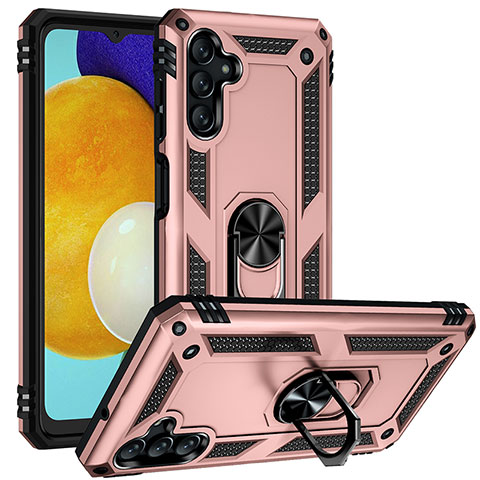 Silikon Hülle Handyhülle und Kunststoff Schutzhülle Hartschalen Tasche mit Magnetisch Fingerring Ständer MQ3 für Samsung Galaxy A13 5G Rosegold