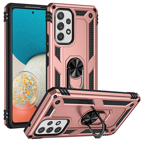 Silikon Hülle Handyhülle und Kunststoff Schutzhülle Hartschalen Tasche mit Magnetisch Fingerring Ständer MQ3 für Samsung Galaxy A53 5G Rosegold