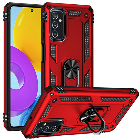 Silikon Hülle Handyhülle und Kunststoff Schutzhülle Hartschalen Tasche mit Magnetisch Fingerring Ständer MQ3 für Samsung Galaxy M52 5G Rot