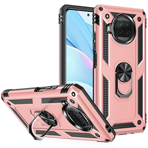 Silikon Hülle Handyhülle und Kunststoff Schutzhülle Hartschalen Tasche mit Magnetisch Fingerring Ständer MQ3 für Xiaomi Mi 10i 5G Rosegold