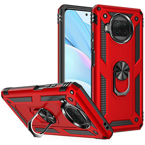 Silikon Hülle Handyhülle und Kunststoff Schutzhülle Hartschalen Tasche mit Magnetisch Fingerring Ständer MQ3 für Xiaomi Mi 10i 5G Rot