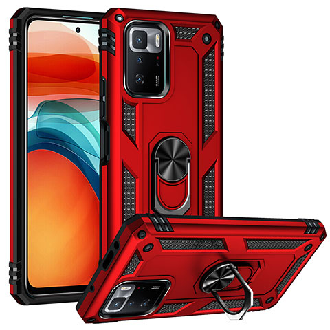 Silikon Hülle Handyhülle und Kunststoff Schutzhülle Hartschalen Tasche mit Magnetisch Fingerring Ständer MQ3 für Xiaomi Poco X3 GT 5G Rot