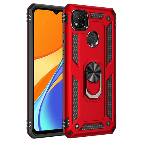 Silikon Hülle Handyhülle und Kunststoff Schutzhülle Hartschalen Tasche mit Magnetisch Fingerring Ständer MQ3 für Xiaomi Redmi 10A 4G Rot