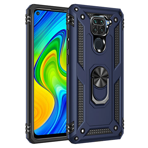 Silikon Hülle Handyhülle und Kunststoff Schutzhülle Hartschalen Tasche mit Magnetisch Fingerring Ständer MQ3 für Xiaomi Redmi 10X 4G Blau