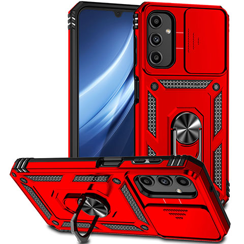 Silikon Hülle Handyhülle und Kunststoff Schutzhülle Hartschalen Tasche mit Magnetisch Fingerring Ständer MQ6 für Samsung Galaxy A24 4G Rot