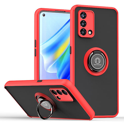 Silikon Hülle Handyhülle und Kunststoff Schutzhülle Hartschalen Tasche mit Magnetisch Fingerring Ständer QW2 für Oppo F21 Pro 4G Rot