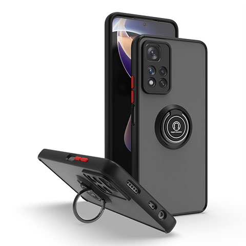 Silikon Hülle Handyhülle und Kunststoff Schutzhülle Hartschalen Tasche mit Magnetisch Fingerring Ständer QW2 für Xiaomi Mi 11i 5G (2022) Rot und Schwarz