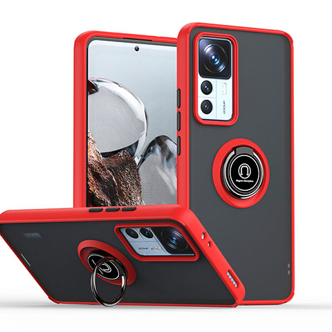 Silikon Hülle Handyhülle und Kunststoff Schutzhülle Hartschalen Tasche mit Magnetisch Fingerring Ständer QW2 für Xiaomi Mi 12T 5G Rot