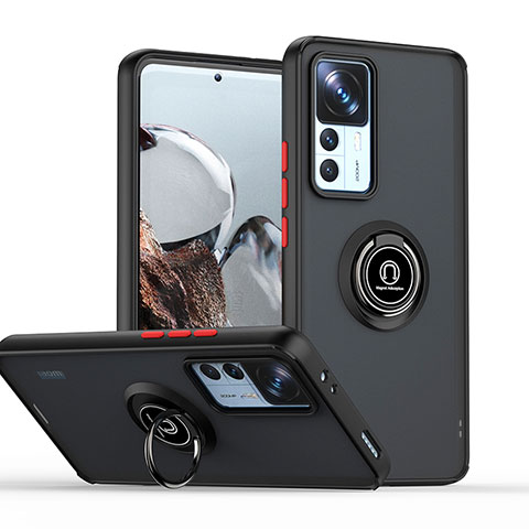 Silikon Hülle Handyhülle und Kunststoff Schutzhülle Hartschalen Tasche mit Magnetisch Fingerring Ständer QW2 für Xiaomi Mi 12T 5G Rot und Schwarz