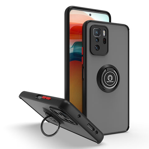 Silikon Hülle Handyhülle und Kunststoff Schutzhülle Hartschalen Tasche mit Magnetisch Fingerring Ständer QW2 für Xiaomi Poco X3 GT 5G Rot und Schwarz