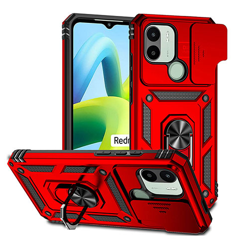 Silikon Hülle Handyhülle und Kunststoff Schutzhülle Hartschalen Tasche mit Magnetisch Fingerring Ständer QW3 für Xiaomi Redmi A1 Plus Rot