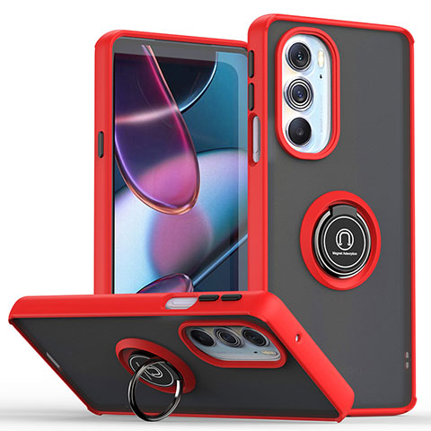 Silikon Hülle Handyhülle und Kunststoff Schutzhülle Hartschalen Tasche mit Magnetisch Fingerring Ständer S04 für Motorola Moto Edge 30 Pro 5G Rot