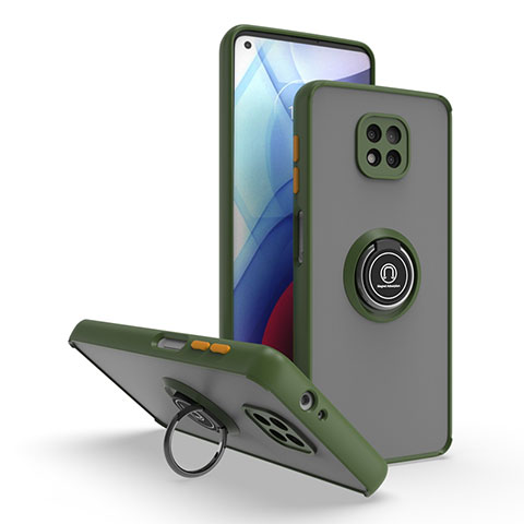 Silikon Hülle Handyhülle und Kunststoff Schutzhülle Hartschalen Tasche mit Magnetisch Fingerring Ständer S04 für Motorola Moto G Power (2021) Grün