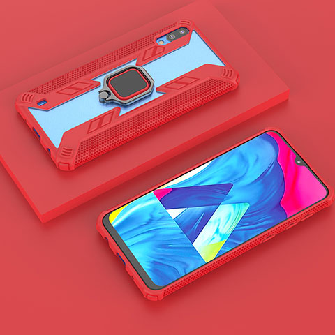 Silikon Hülle Handyhülle und Kunststoff Schutzhülle Hartschalen Tasche mit Magnetisch Fingerring Ständer S06 für Samsung Galaxy M10 Rot