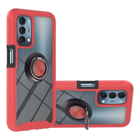 Silikon Hülle Handyhülle und Kunststoff Schutzhülle Hartschalen Tasche mit Magnetisch Fingerring Ständer YB1 für Oppo A93 5G Rot