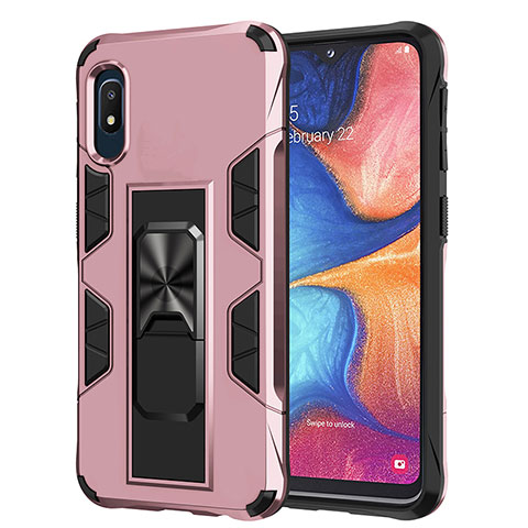 Silikon Hülle Handyhülle und Kunststoff Schutzhülle Hartschalen Tasche mit Magnetisch Ständer MQ1 für Samsung Galaxy A10e Rosegold