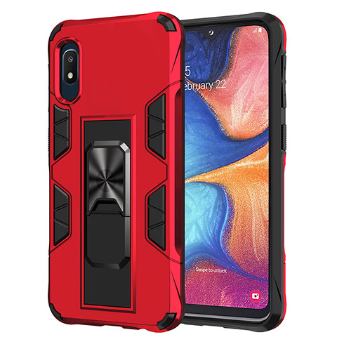 Silikon Hülle Handyhülle und Kunststoff Schutzhülle Hartschalen Tasche mit Magnetisch Ständer MQ1 für Samsung Galaxy A10e Rot