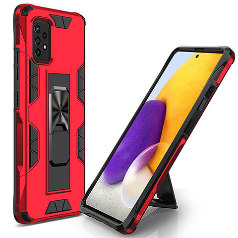 Silikon Hülle Handyhülle und Kunststoff Schutzhülle Hartschalen Tasche mit Magnetisch Ständer MQ1 für Samsung Galaxy A52 4G Rot