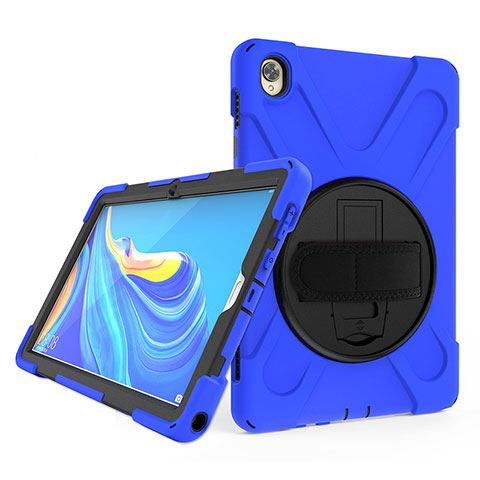 Silikon Hülle Handyhülle und Kunststoff Schutzhülle Hartschalen Tasche mit Ständer A01 für Huawei MatePad 10.8 Blau