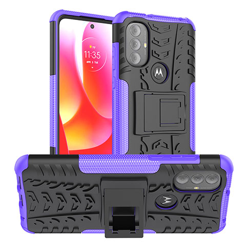 Silikon Hülle Handyhülle und Kunststoff Schutzhülle Hartschalen Tasche mit Ständer A01 für Motorola Moto G Play Gen 2 Violett