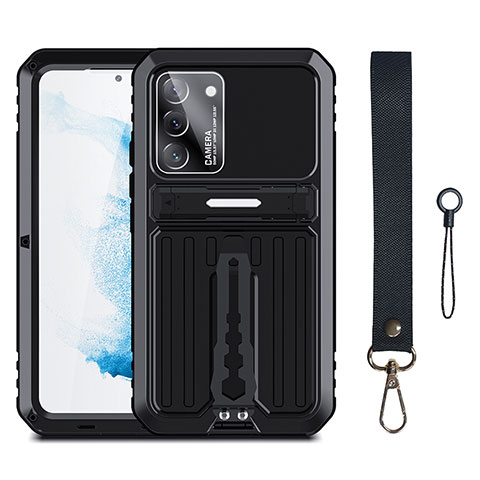 Silikon Hülle Handyhülle und Kunststoff Schutzhülle Hartschalen Tasche mit Ständer A01 für Samsung Galaxy S21 Plus 5G Schwarz