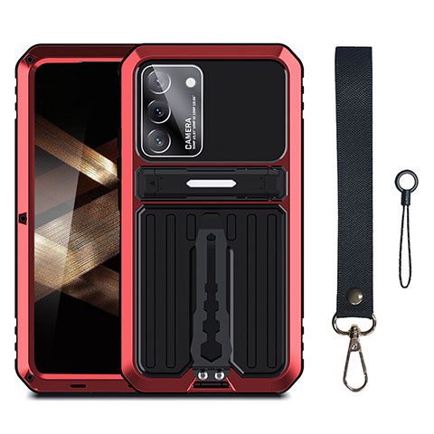 Silikon Hülle Handyhülle und Kunststoff Schutzhülle Hartschalen Tasche mit Ständer A01 für Samsung Galaxy S24 5G Rot