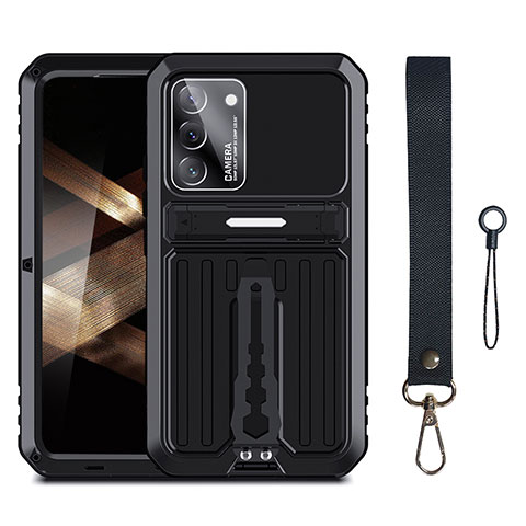 Silikon Hülle Handyhülle und Kunststoff Schutzhülle Hartschalen Tasche mit Ständer A01 für Samsung Galaxy S24 5G Schwarz