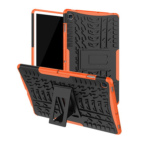 Silikon Hülle Handyhülle und Kunststoff Schutzhülle Hartschalen Tasche mit Ständer A01 für Samsung Galaxy Tab S5e 4G 10.5 SM-T725 Orange