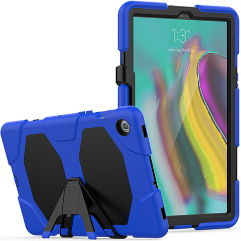 Silikon Hülle Handyhülle und Kunststoff Schutzhülle Hartschalen Tasche mit Ständer A02 für Samsung Galaxy Tab S5e 4G 10.5 SM-T725 Blau