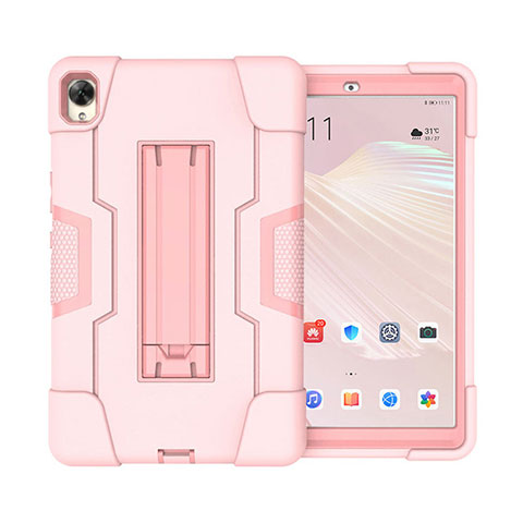 Silikon Hülle Handyhülle und Kunststoff Schutzhülle Hartschalen Tasche mit Ständer für Huawei MediaPad M6 10.8 Rosa