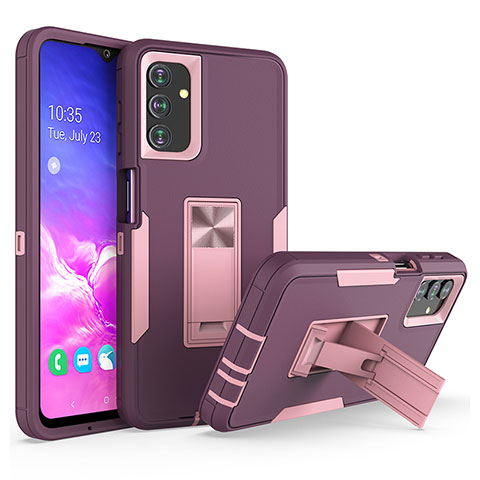 Silikon Hülle Handyhülle und Kunststoff Schutzhülle Hartschalen Tasche mit Ständer J01S für Samsung Galaxy A04s Violett