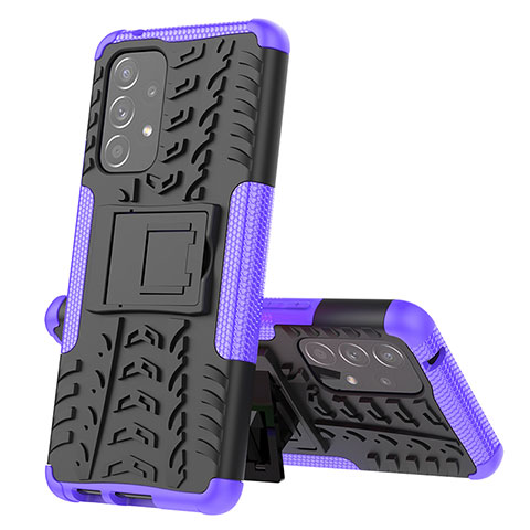 Silikon Hülle Handyhülle und Kunststoff Schutzhülle Hartschalen Tasche mit Ständer J01X für Samsung Galaxy A53 5G Violett