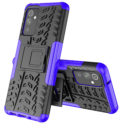 Silikon Hülle Handyhülle und Kunststoff Schutzhülle Hartschalen Tasche mit Ständer J01X für Samsung Galaxy A82 5G Violett
