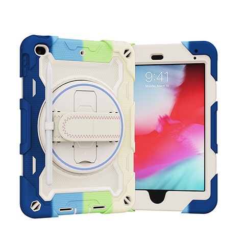 Silikon Hülle Handyhülle und Kunststoff Schutzhülle Hartschalen Tasche mit Ständer L01 für Apple iPad Mini 4 Hellblau
