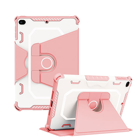 Silikon Hülle Handyhülle und Kunststoff Schutzhülle Hartschalen Tasche mit Ständer L04 für Apple iPad Mini 4 Rosa