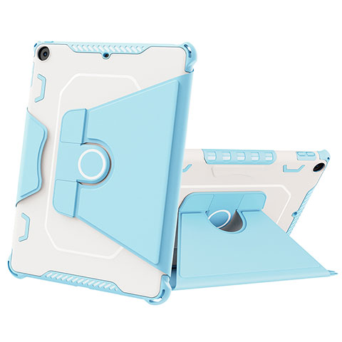 Silikon Hülle Handyhülle und Kunststoff Schutzhülle Hartschalen Tasche mit Ständer L04 für Apple New iPad 9.7 (2018) Blau