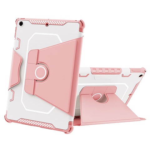 Silikon Hülle Handyhülle und Kunststoff Schutzhülle Hartschalen Tasche mit Ständer L05 für Apple iPad 10.2 (2019) Rosa